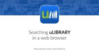 Searching uLIBRARY (Web Version) – Video Tutorial